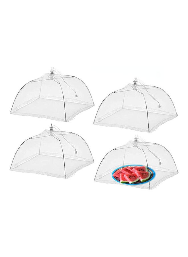4-Piece Pop-Up Mesh Food Cover Set White 17x17x9inch