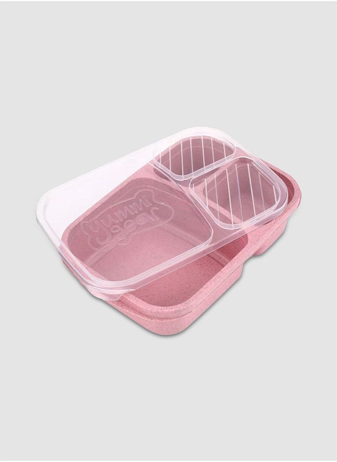 3-Grid Lunch Box With Lid Pink/Clear 23.5x15x5cm