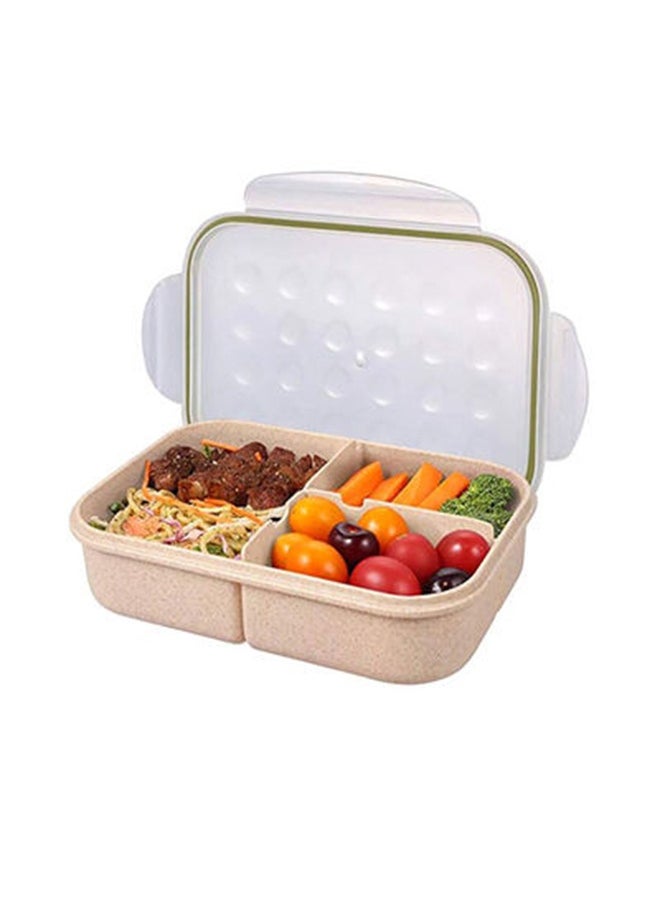 Bento Lunch Box Durable Leakproof Containers With 3 Compartments For Kids Plastic White/Beige 8.3x5.6x2.6inch