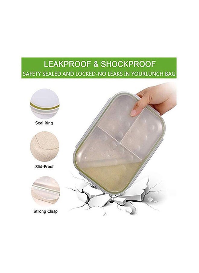 Bento Lunch Box Durable Leakproof Containers With 3 Compartments For Kids Plastic White/Beige 8.3x5.6x2.6inch
