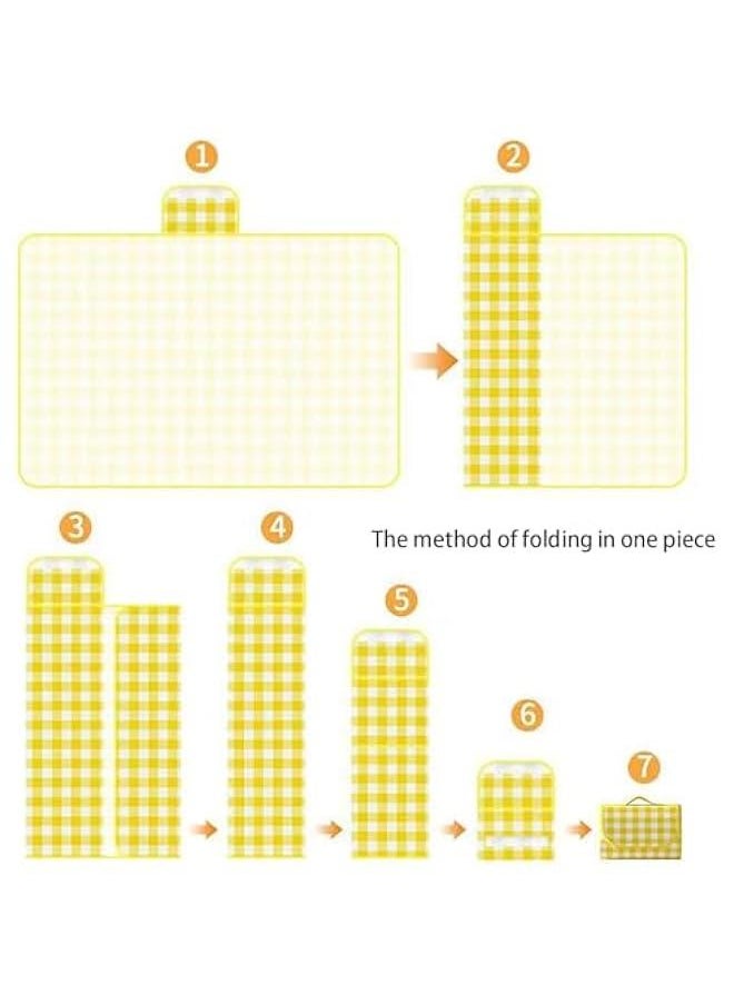 1 Foldable Picnic Blanket Large Size 80 x 80 Family Outdoor Camping Dinner for 8 People can sit 40 x 60 Couples Exclusive mat, (40×60 ), Yellow