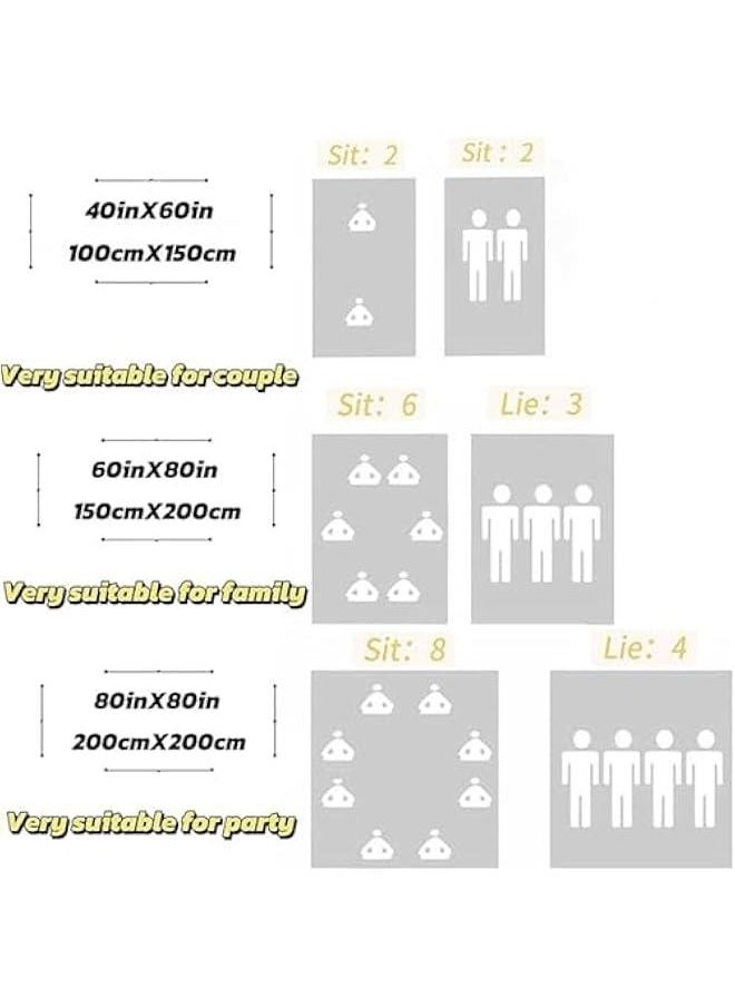 1 Foldable Picnic Blanket Large Size 80 x 80 Family Outdoor Camping Dinner for 8 People can sit 40 x 60 Couples Exclusive mat, (40×60 ), Yellow