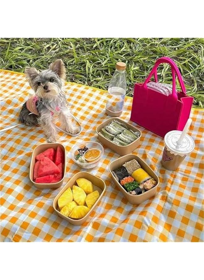 1 Foldable Picnic Blanket Large Size 80 x 80 Family Outdoor Camping Dinner for 8 People can sit 40 x 60 Couples Exclusive mat, (40×60 ), Yellow
