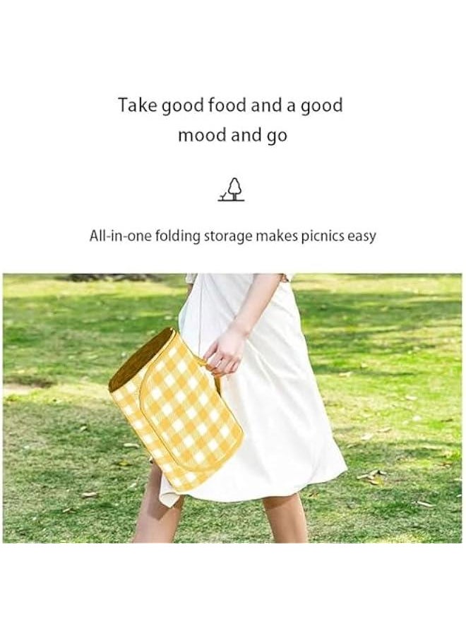 1 Foldable Picnic Blanket Large Size 80 x 80 Family Outdoor Camping Dinner for 8 People can sit 40 x 60 Couples Exclusive mat, (40×60 ), Yellow