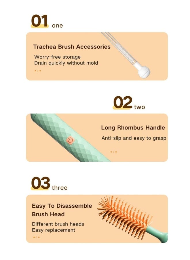 Electric Silicone Bottle Brush, Electric Bottle Brush Set with Baby Bottle Brush Cleaner, Nipple Brush, Straw Cleaner Brush, Travel Baby Essentials for Moms Straw Brushes Green