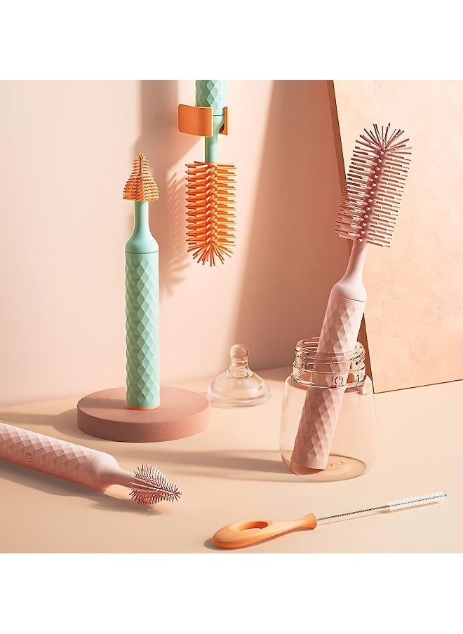 Electric Silicone Bottle Brush, Electric Bottle Brush Set with Baby Bottle Brush Cleaner, Nipple Brush, Straw Cleaner Brush, Travel Baby Essentials for Moms Straw Brushes Green