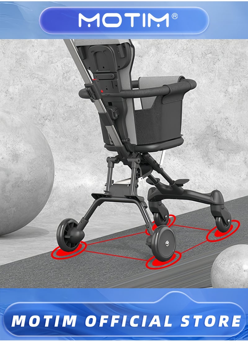 Lightweight Foldable Baby Stroller Two-Way Baby Stroller with One-Button Folding & Safety Harness & Parent Handle for outings