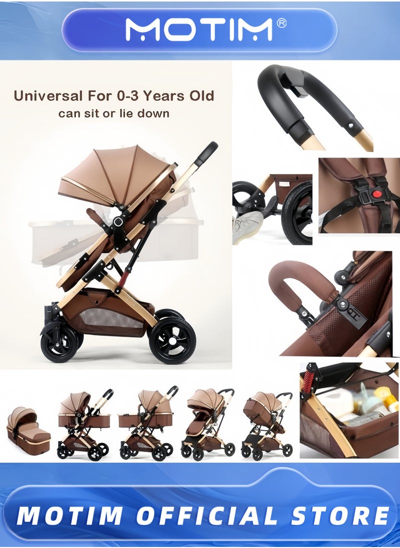 Baby Carriage Stroller for Infant and Toddler Lightweight Baby Bassinet Stroller Pram Pushchair High Landscape Two-way Baby Trolley Ideal for 0-36 Months