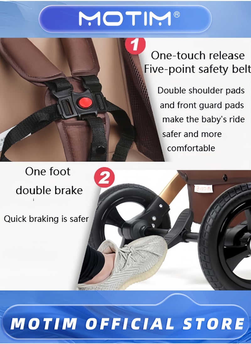 Baby Carriage Stroller for Infant and Toddler Lightweight Baby Bassinet Stroller Pram Pushchair High Landscape Two-way Baby Trolley Ideal for 0-36 Months