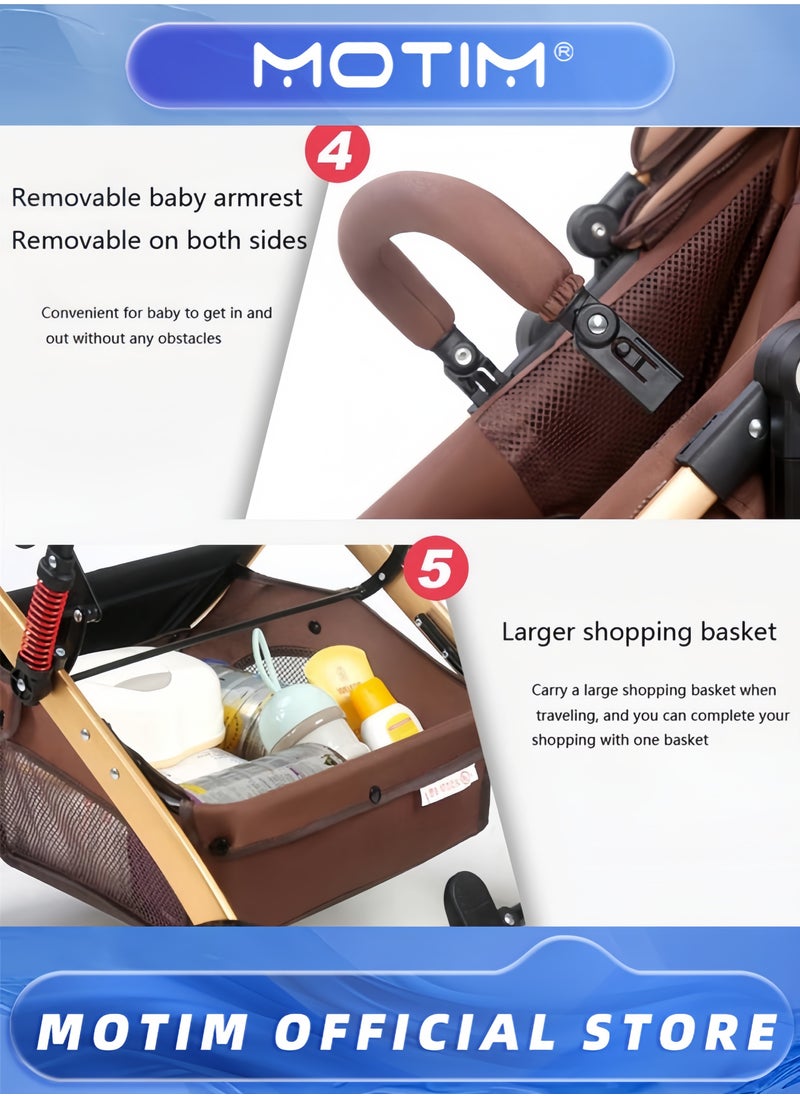 Baby Carriage Stroller for Infant and Toddler Lightweight Baby Bassinet Stroller Pram Pushchair High Landscape Two-way Baby Trolley Ideal for 0-36 Months