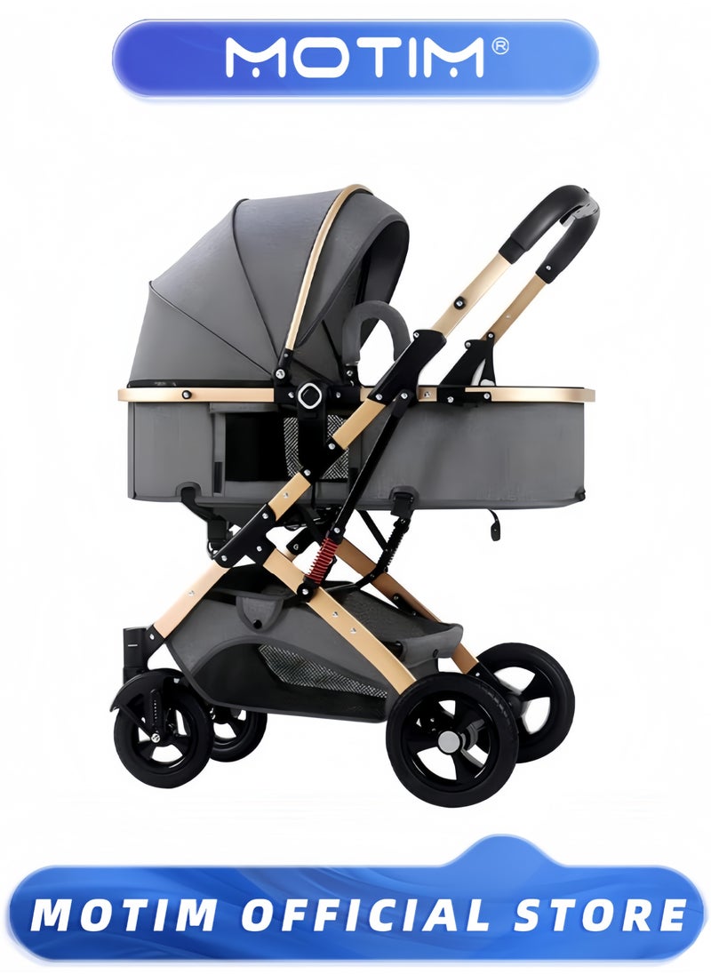 Baby Carriage Stroller for Infant and Toddler Lightweight Baby Bassinet Stroller Pram Pushchair High Landscape Two-way Baby Trolley Ideal for 0-36 Months