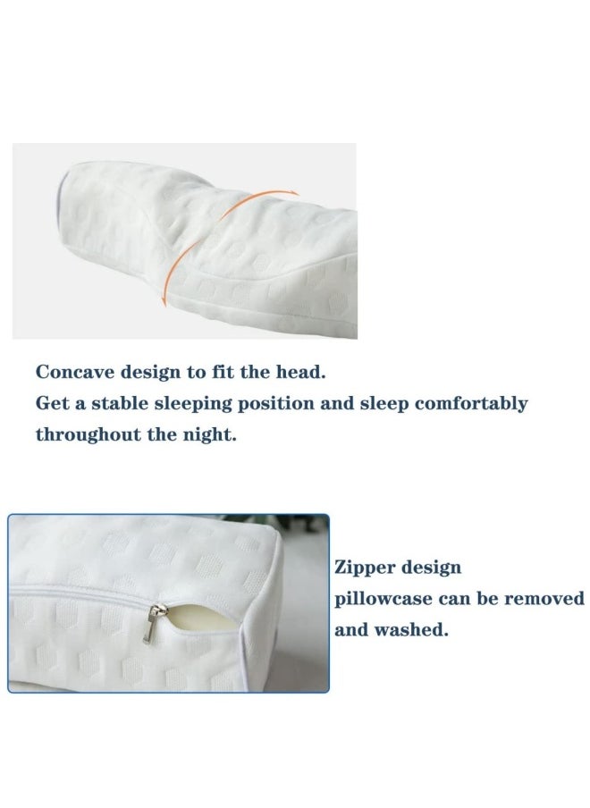 Cervical Neck Pillow for Pain Relief Sleeping, Neck roll Pillow Memory Foam for Stiff Neck Pain Relief ，Travel Bolster Pillow for Bed for Side Sleepers Back Sleeper (White)