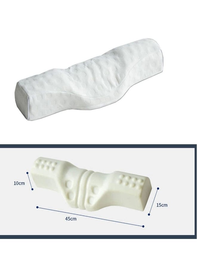 Cervical Neck Pillow for Pain Relief Sleeping, Neck roll Pillow Memory Foam for Stiff Neck Pain Relief ，Travel Bolster Pillow for Bed for Side Sleepers Back Sleeper (White)