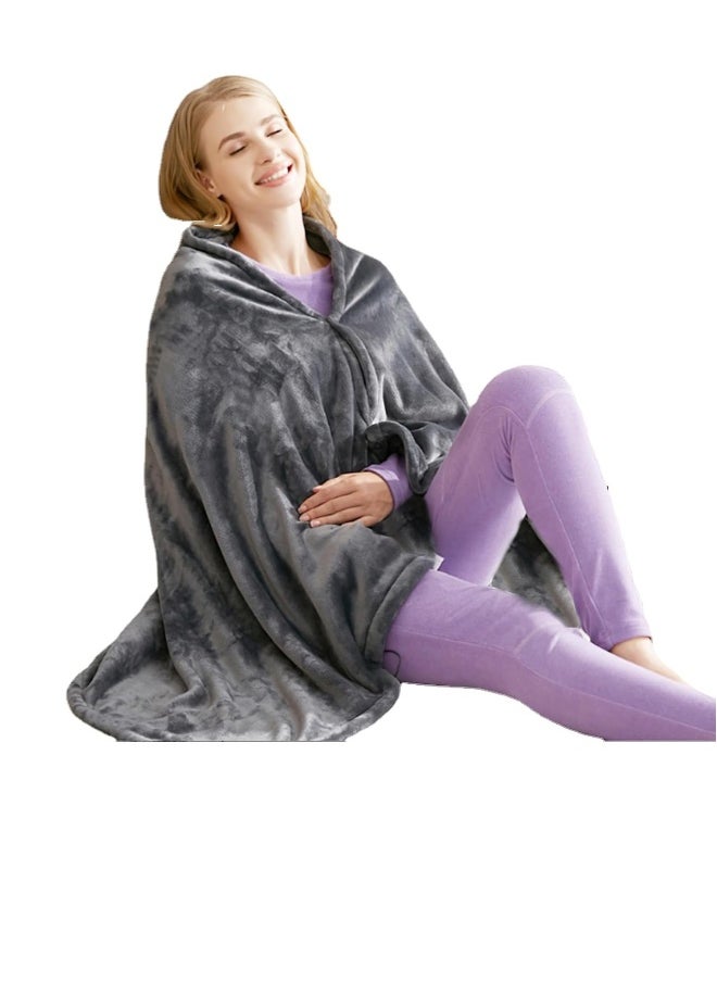 USB thermal blanket, deluxe flannel thermal blanket with ons, super thermal, neck and shoulder, shawl for home office and outdoor use (power bank not included)
