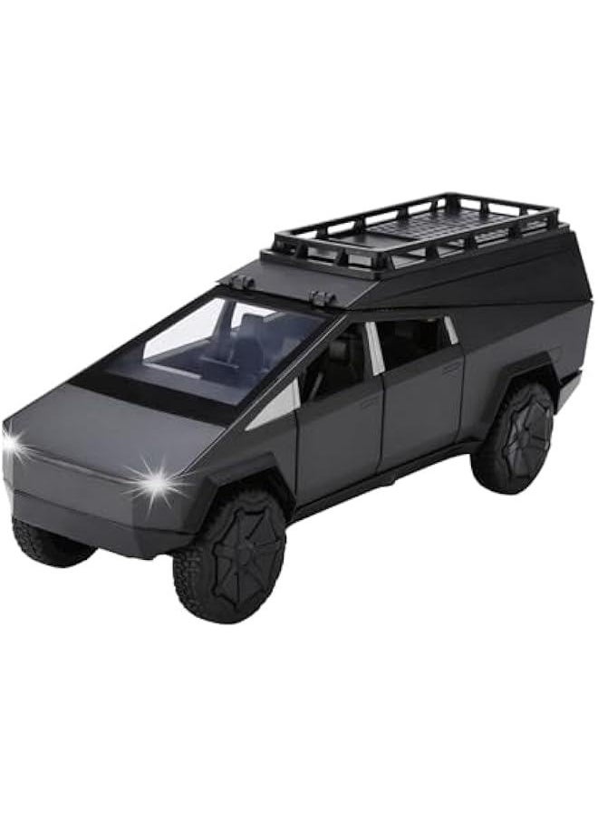 Toy Trucks for Boys Cybertruck Camper Van Model 1:24 Diecast Metal Pickup Truck RV Motorhome Toys for Boys Age 3-8 with Light and Sound Pull Back Toy Cars Gift for Kids (Gray)