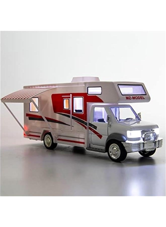 1:28 Scale DIY Luxury Motorhome DIE-CAST Car Model, Zinc Alloy Die-Cast Pull Back Vehicles Kid Toys for Boy Girl Gift (Red)