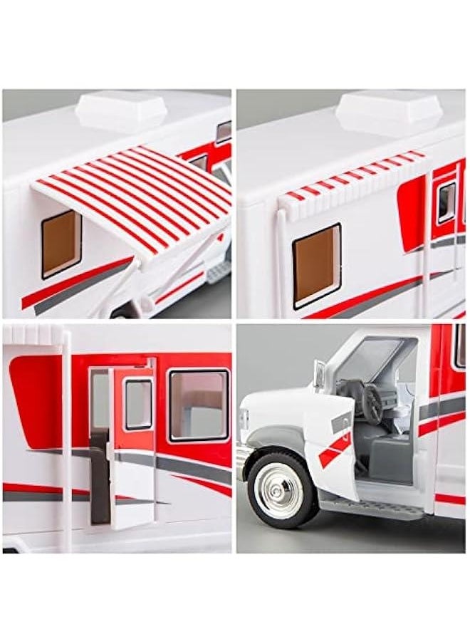 1:28 Scale DIY Luxury Motorhome DIE-CAST Car Model, Zinc Alloy Die-Cast Pull Back Vehicles Kid Toys for Boy Girl Gift (Red)