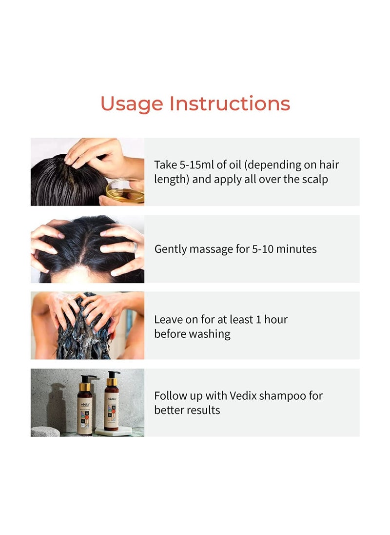 Customised Ayurvedic Hair Fall Oil | Vedix Shvedan Hair Fall Oil | For Dry Scalp | With Castor + Sesame + Olive | For Reducing Hair Fall | For Hair Growth | -100ml