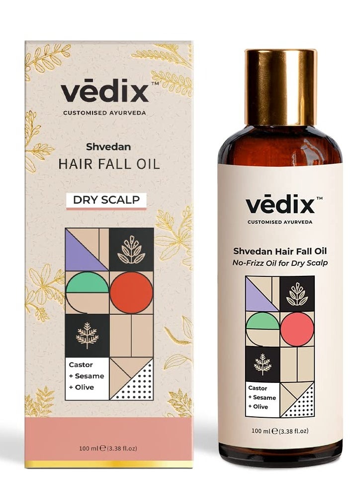 Customised Ayurvedic Hair Fall Oil | Vedix Shvedan Hair Fall Oil | For Dry Scalp | With Castor + Sesame + Olive | For Reducing Hair Fall | For Hair Growth | -100ml