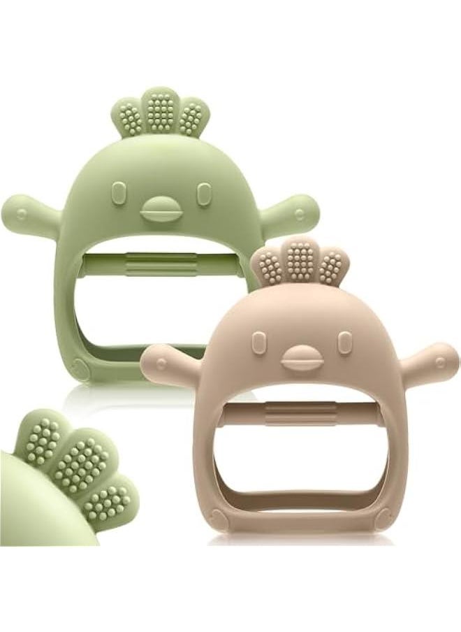 2 Pack Baby Teething Toys for 0-6 6-12 Months, Never Drop Infant Teether Teething Mitten Toys for 0 3 6 9 12 Months, Newborn Soothing Teething Toy Gifts for 1 One Year Old Baby Boys Girls