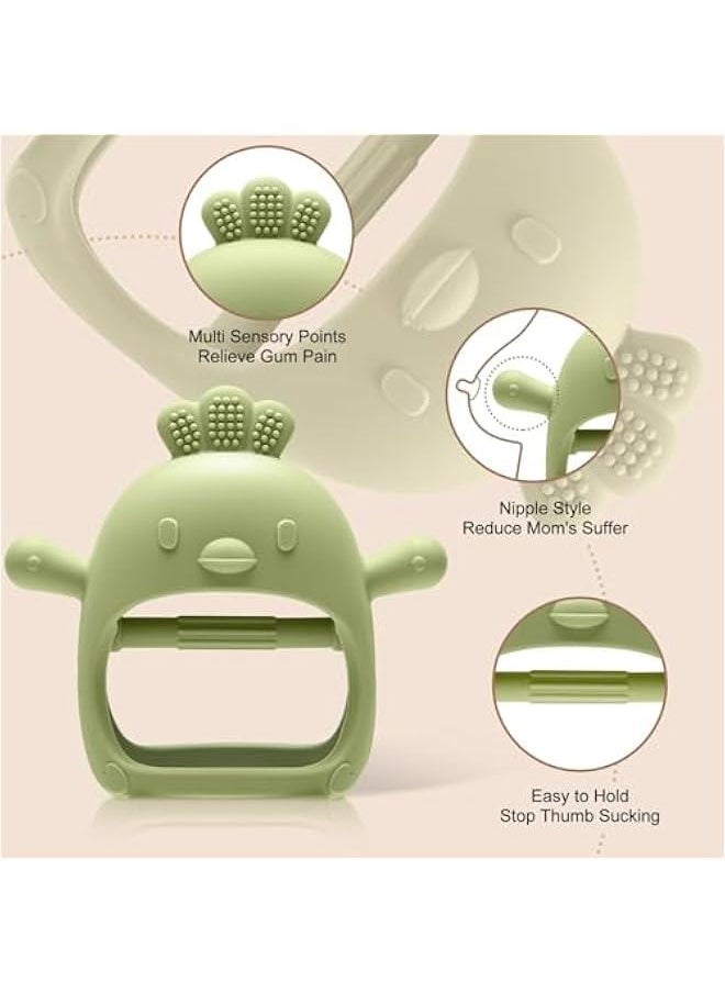2 Pack Baby Teething Toys for 0-6 6-12 Months, Never Drop Infant Teether Teething Mitten Toys for 0 3 6 9 12 Months, Newborn Soothing Teething Toy Gifts for 1 One Year Old Baby Boys Girls
