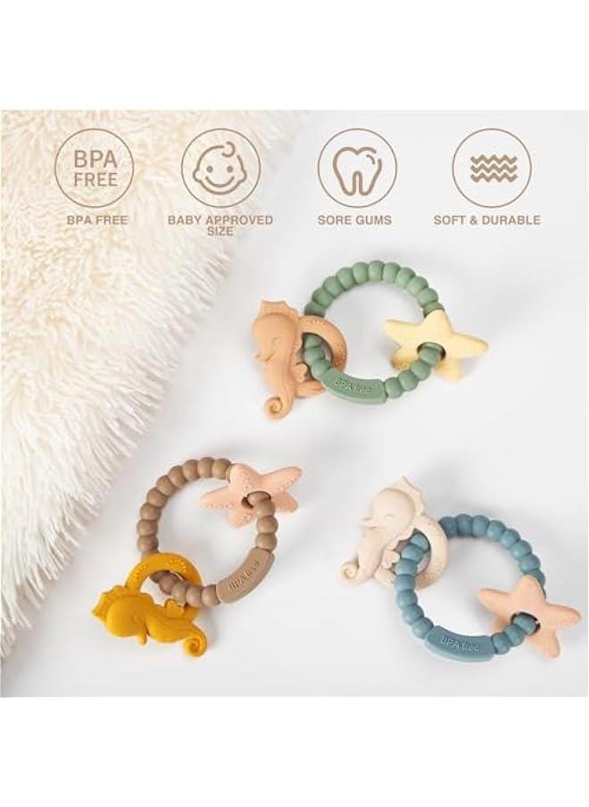 Silicone Teethers for Babies 0-6 6-12 Months Baby Teething Toys Teething Ring for Infant Boys Girls