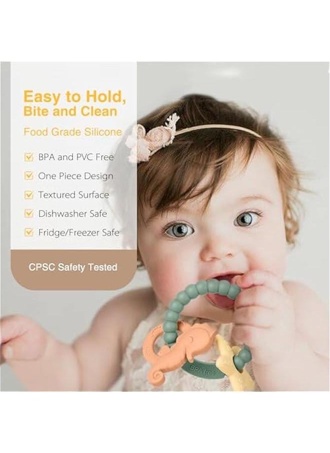 Silicone Teethers for Babies 0-6 6-12 Months Baby Teething Toys Teething Ring for Infant Boys Girls