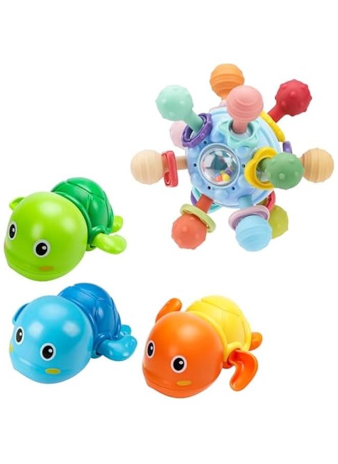 Baby Teething Toys + Swimming Turtle Bath Toys