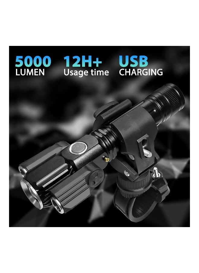 5000 Lumen Bright USB Rechrageable Bike Light Set, Powerful Bicycle Headlight and Back, 4 Light Modes, Waterproof Bike Lights for Night Riding, Easy to Install for Road Mountain Cycling