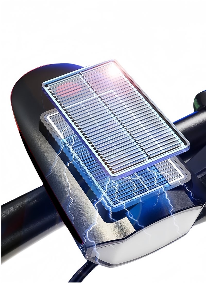 Multifunctional solar and USB rechargeable battery Mountain bike ride at night high brightness bike headlights and 120dB horn bike charging lights