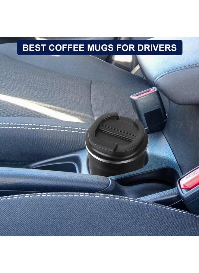 Travel Thermos Coffee Cup Black-510ml- Insulated Tumbler Coffee Cups with Lids Spill Proof, Leakproof Stainless Steel Double Wall Vacuum Tumblers for Iced / Hot Coffee Gift for Mothers & Fathers Days