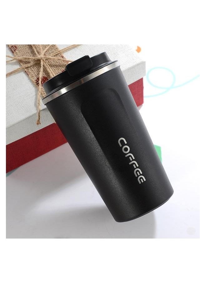 Travel Thermos Coffee Cup Black-510ml- Insulated Tumbler Coffee Cups with Lids Spill Proof, Leakproof Stainless Steel Double Wall Vacuum Tumblers for Iced / Hot Coffee Gift for Mothers & Fathers Days