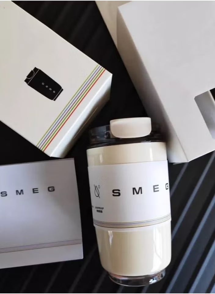 Smeg Mug, 240ml Insulated Stainless Steel Coffee mug, Off White.