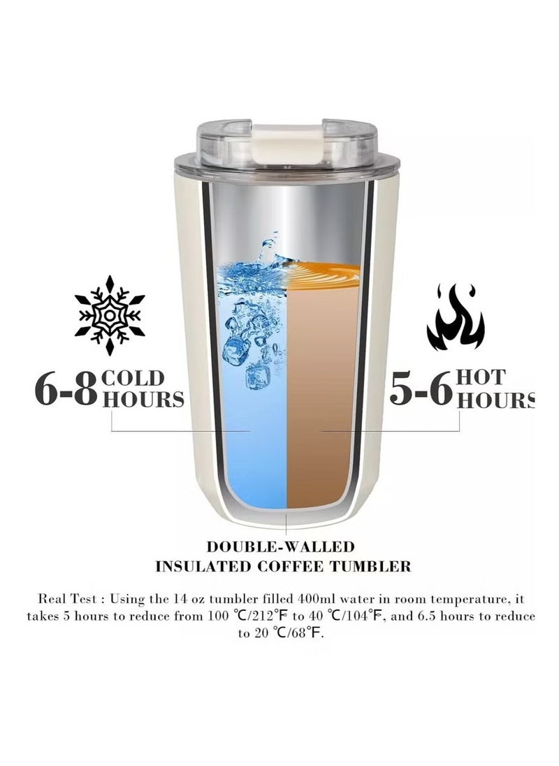 Smeg Mug, 240ml Insulated Stainless Steel Coffee mug, Off White.