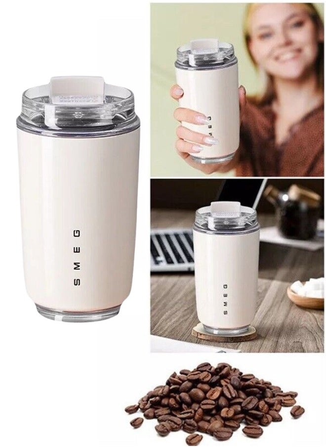 Smeg Mug, 240ml Insulated Stainless Steel Coffee mug, Off White.