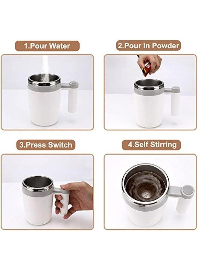 Self Stirring Mug Coffee Cup, Rechargeable Automatic Magnetic Stirring Coffee Mug with Cup Brush  Lid, Auto Self Mixing Stainless Steel Cup For Coffee, Milk, Cocoa and Other Beverages