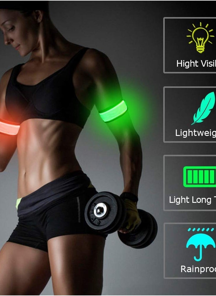 Set of 6 LED Light-Up Safety Bracelets for Night Running, Cycling, and Walking - Reflective Wristbands for Enhanced Visibility and Safety During Outdoor Activities.