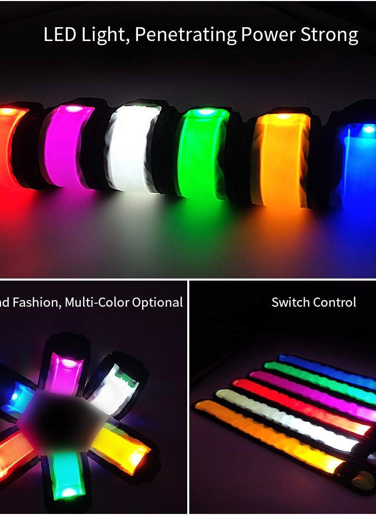 Set of 6 LED Light-Up Safety Bracelets for Night Running, Cycling, and Walking - Reflective Wristbands for Enhanced Visibility and Safety During Outdoor Activities.