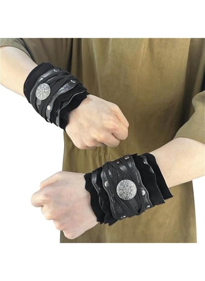 Medieval Suede Arm Wraps, Renaissance Artificial Fur Bracers, Viking Wrist Band Archery Arm Guards Knight Gauntlets