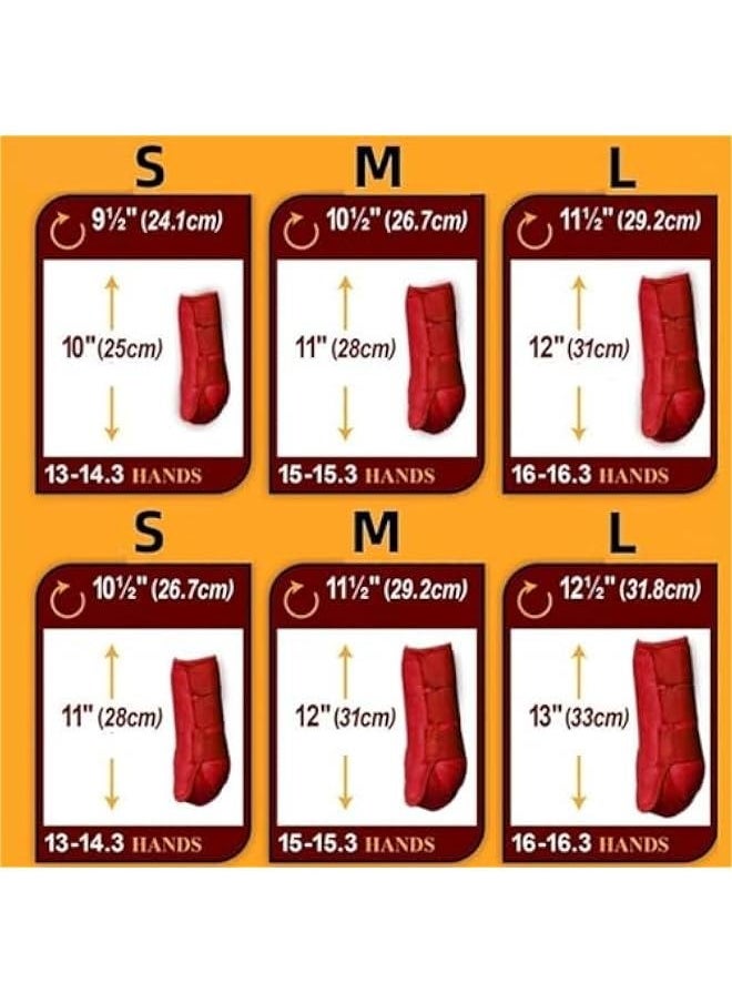 4Pcs Horse Boots Leg Protectors Adjustable Comfortable Neoprene Reusable Breathable Horse Protectors Equipment Set, red, S