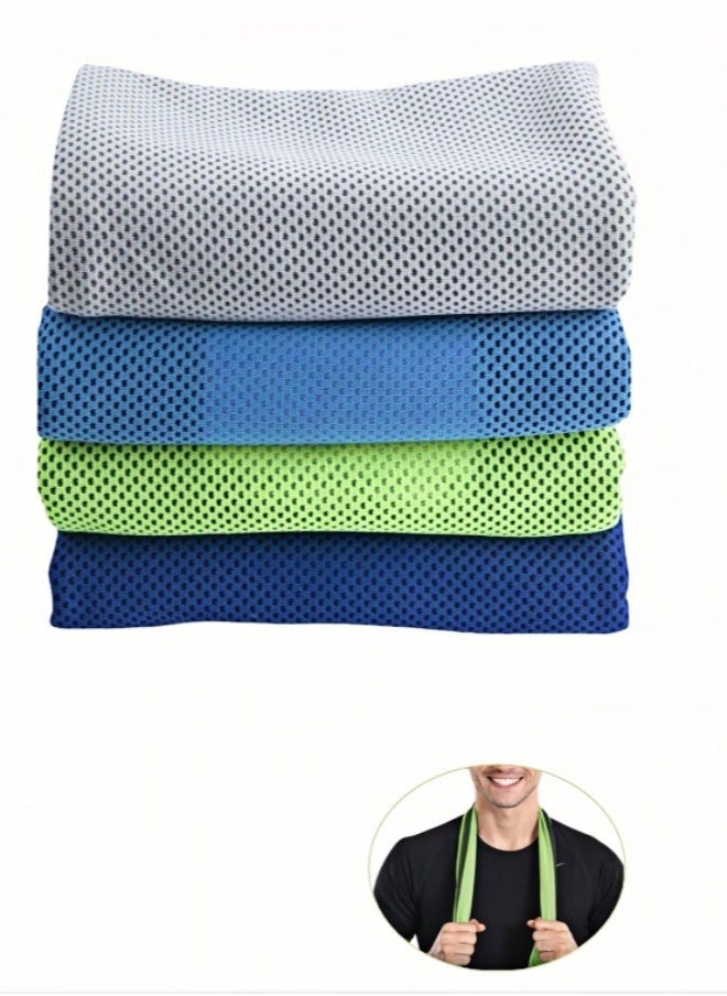 4PCS Cool Printed Ice Cream Towels, Soft And Breathable Sports Fitness Yoga Camping Running Fitness Strong Sweat Absorption Outdoor Quick Drying Cooling Sports Towels (30 * 100cm)