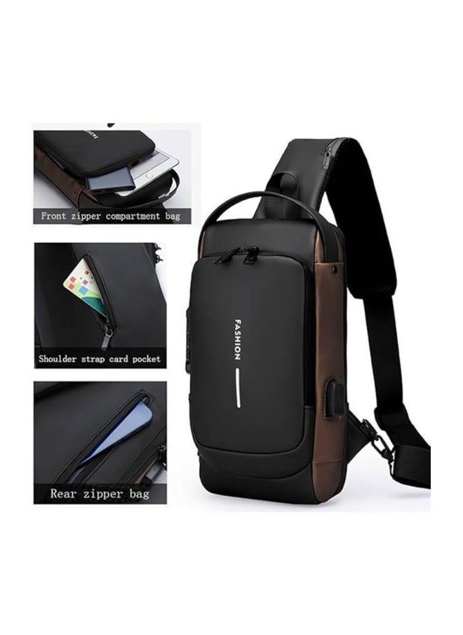 Men's Sling Shoulder Backpack USB Charging Sport Sling Anti-Theft Shoulder Bag, Waterproof Crossbody Bags Chest Daypack for Hiking Cycling Travelling Outdoor