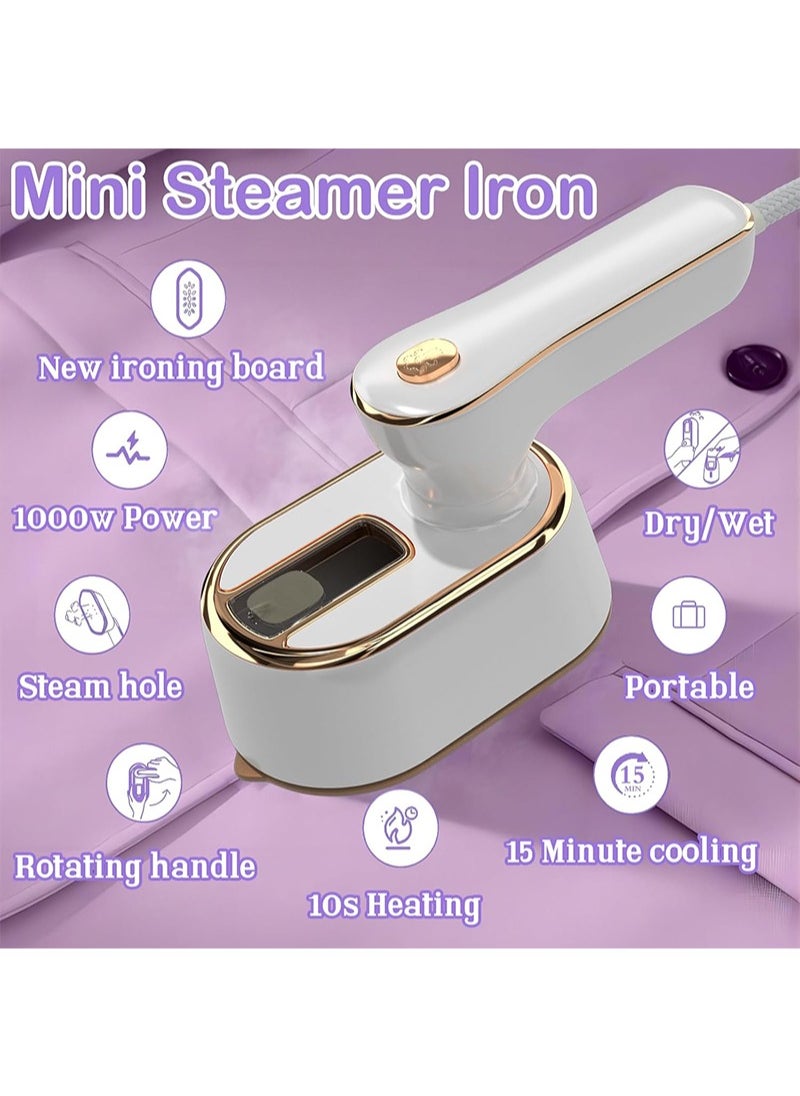 Steamer Iron, Portable Clothes Steamer, Wet and Dry Use Fast Heat-up Ironing Wrinkle Remover Steamer for Travel and Home(White)