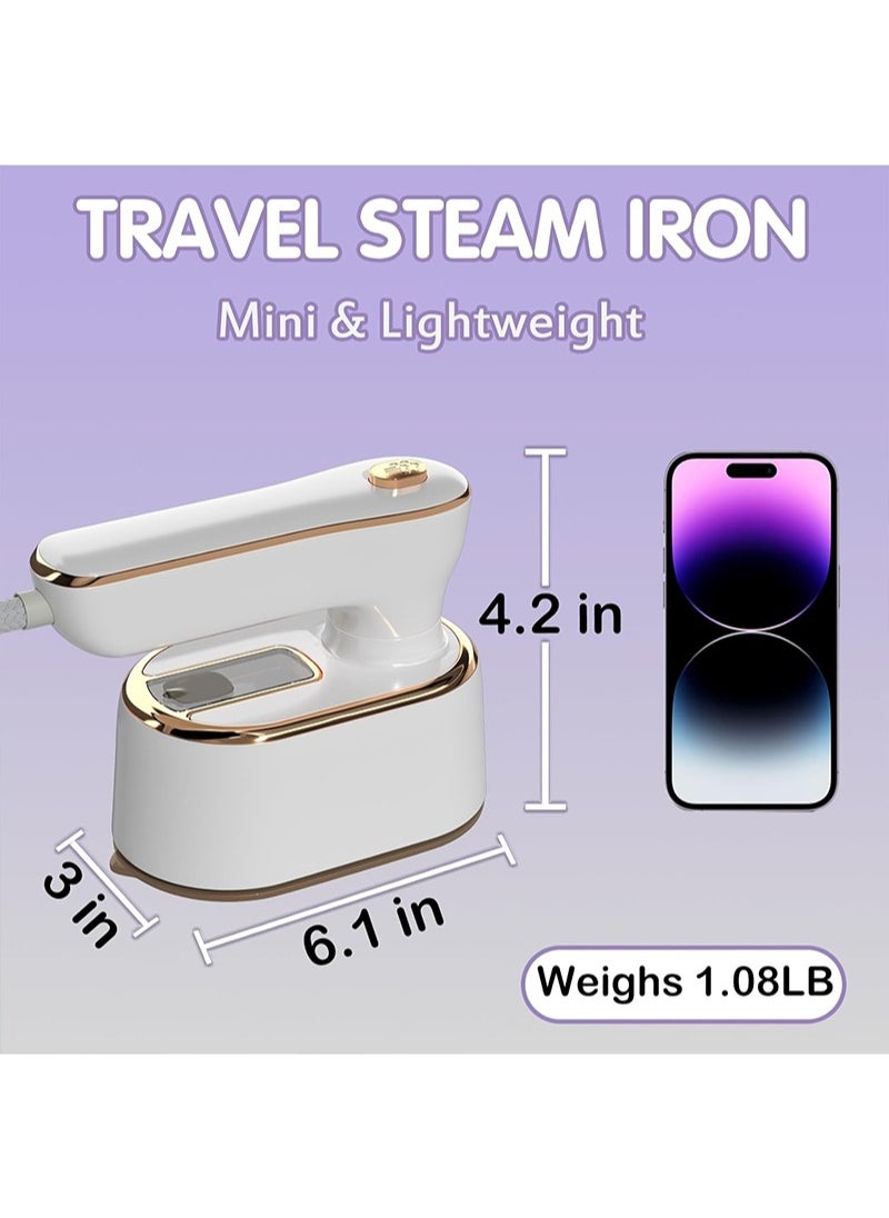 Travel Steamer Iron for Clothes Mini - Portable Clothes Steamer Small Size Iron Steamer College Dorm Home Essentials for Clothes(White)