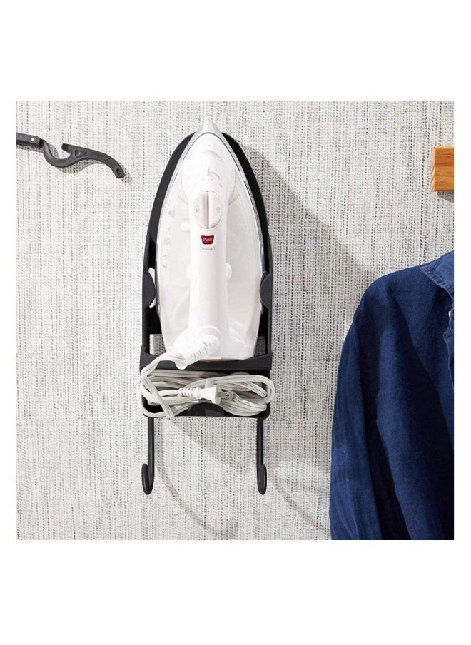 Ironing Board Holder Wall Mounted Storage Organizer  Electric Iron Holder Household Bathroom Shelf with Heat Resistant Tray Storage Organizer Easily Mount Against Wall Black