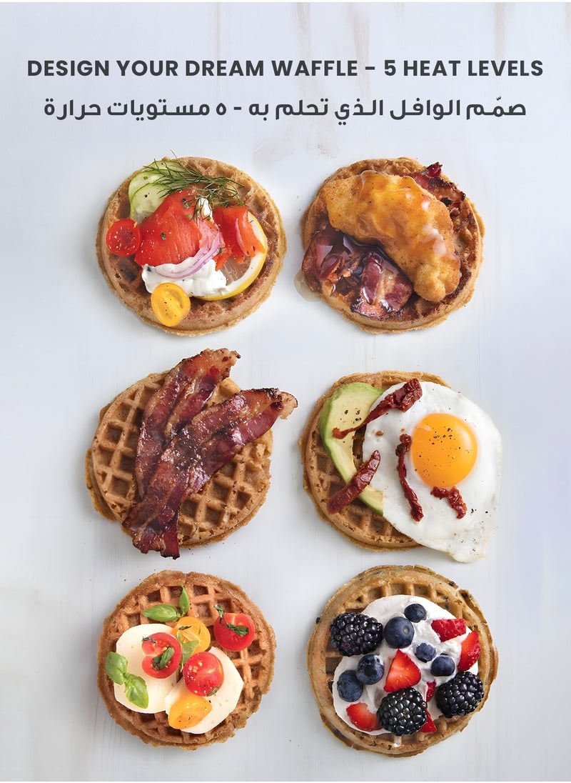 Vertical Waffle Maker Hassle-Free Waffle with 5 Heat Levels & Nonstick Plate / 3 Min Waffle Making / Batter Tray / Even Heat Distribution / Compact Smart Design / Vertical Pouring - Black