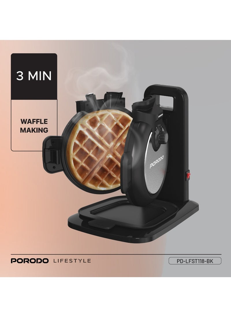 Vertical Waffle Maker Hassle-Free Waffle with 5 Heat Levels & Nonstick Plate / 3 Min Waffle Making / Batter Tray / Even Heat Distribution / Compact Smart Design / Vertical Pouring - Black