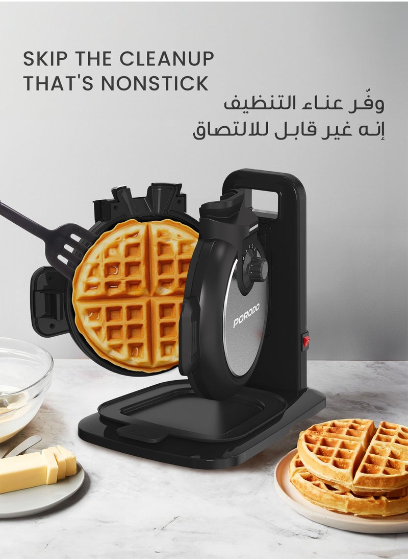 Vertical Waffle Maker Hassle-Free Waffle with 5 Heat Levels & Nonstick Plate / 3 Min Waffle Making / Batter Tray / Even Heat Distribution / Compact Smart Design / Vertical Pouring - Black