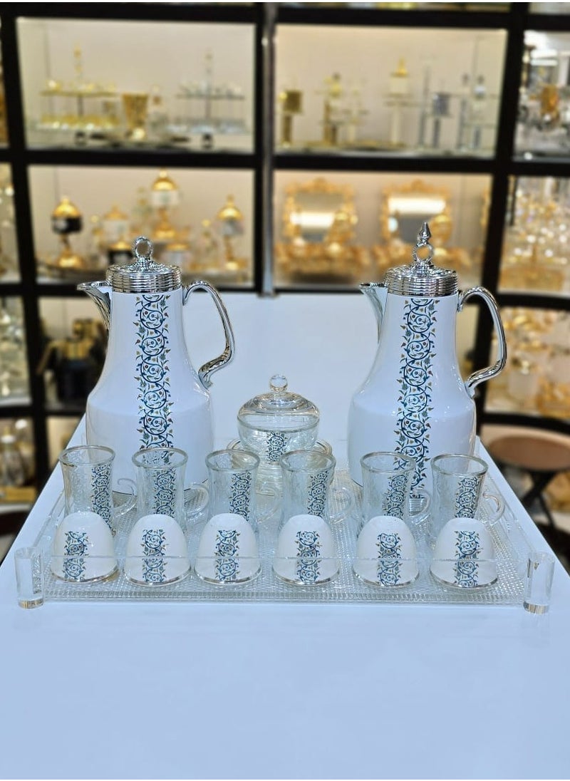 22Pieces New Full Set Thermose 2Thermos 6Teacup With 6saucer 6Guava Cup 1Sugar Bowl 1Tray