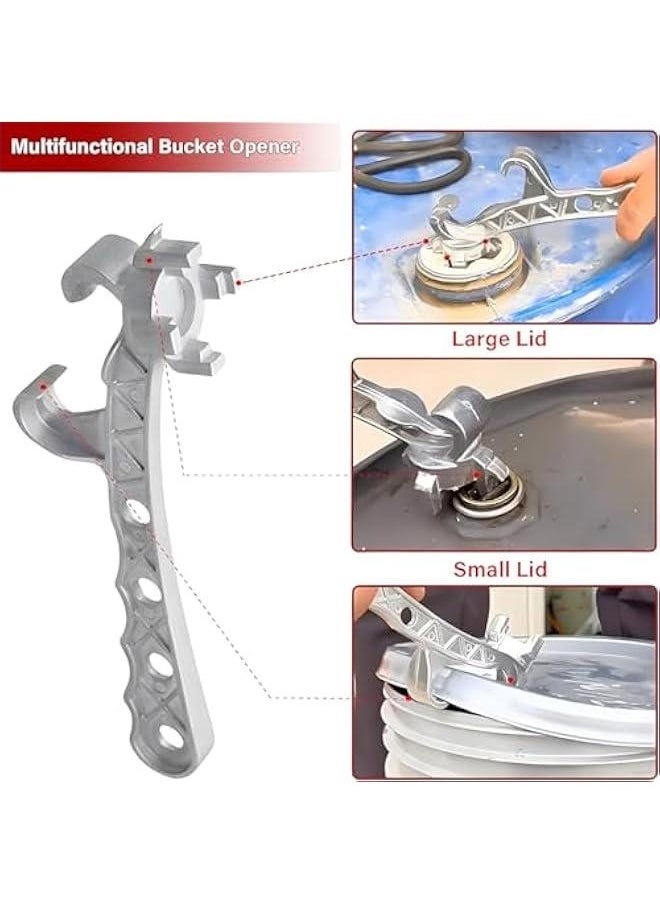 Multifunction Aluminum Bucket Opener, 5 Gallon Pail Opener, Metal Bucket Opener, Lid Remover Opener Tool, Metal Can Opener Lid Remover Tool for Home Industrial Use